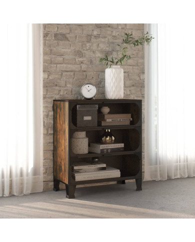 Armoire de rangement Marron rustique 72x36x82 cm Métal et MDF | Mobilier & Déco