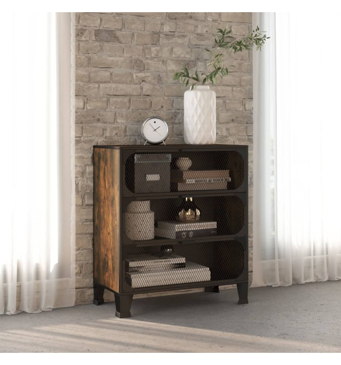 Armoire de rangement Marron rustique 72x36x82 cm Métal et MDF | Mobilier & Déco
