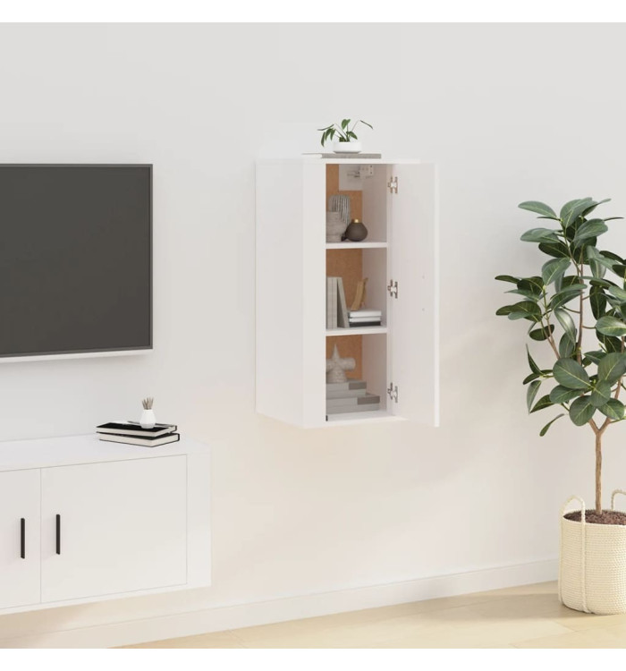 Meuble TV mural Blanc 40x34,5x80 cm | Mobilier & Déco