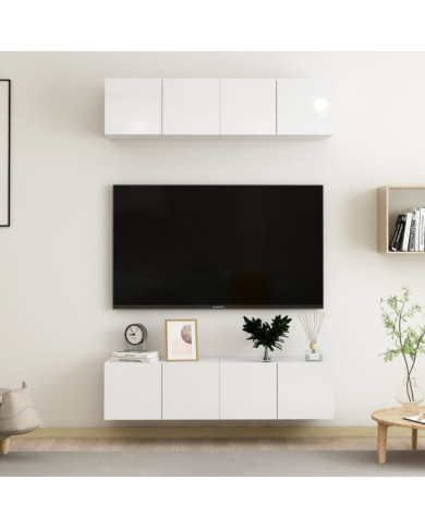 Meubles TV 4 pcs Blanc brillant 60x30x30 cm Bois d'ingénierie | Mobilier & Déco