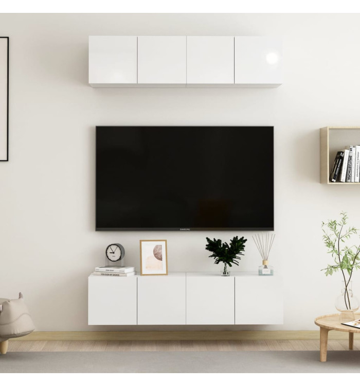 Meubles TV 4 pcs Blanc brillant 60x30x30 cm Bois d'ingénierie | Mobilier & Déco