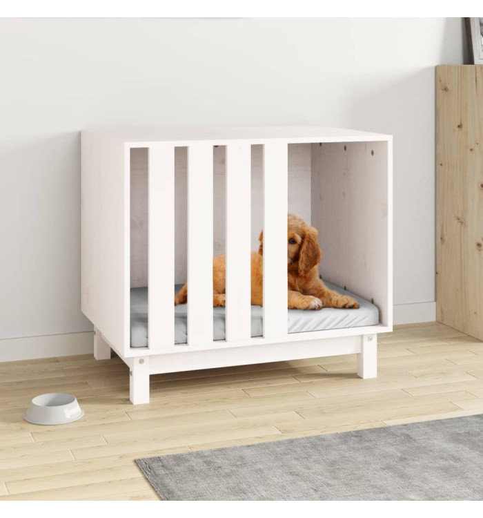 Niche pour chien Blanc 70x50x62 cm Bois de pin massif | Mobilier & Déco