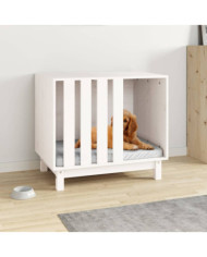 Niche pour chien Blanc 70x50x62 cm Bois de pin massif | Mobilier & Déco