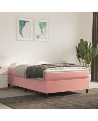 Sommier à lattes de lit avec matelas Rose 120x200 cm Velours | Mobilier & Déco