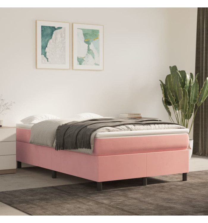 Sommier à lattes de lit avec matelas Rose 120x200 cm Velours | Mobilier & Déco