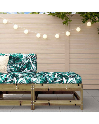 Repose-pied de jardin avec coussin bois de pin imprégné | Mobilier & Déco