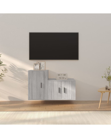 Ensemble de meubles TV 2 pcs Sonoma gris Bois d'ingénierie | Mobilier & Déco