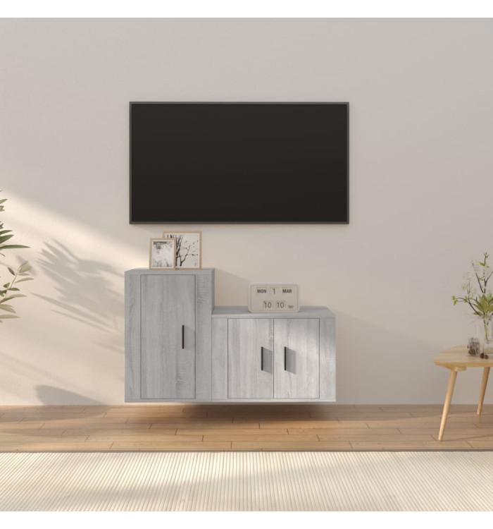 Ensemble de meubles TV 2 pcs Sonoma gris Bois d'ingénierie | Mobilier & Déco