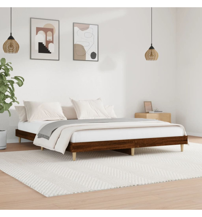 Cadre de lit sans matelas chêne marron 150x200 cm | Mobilier & Déco