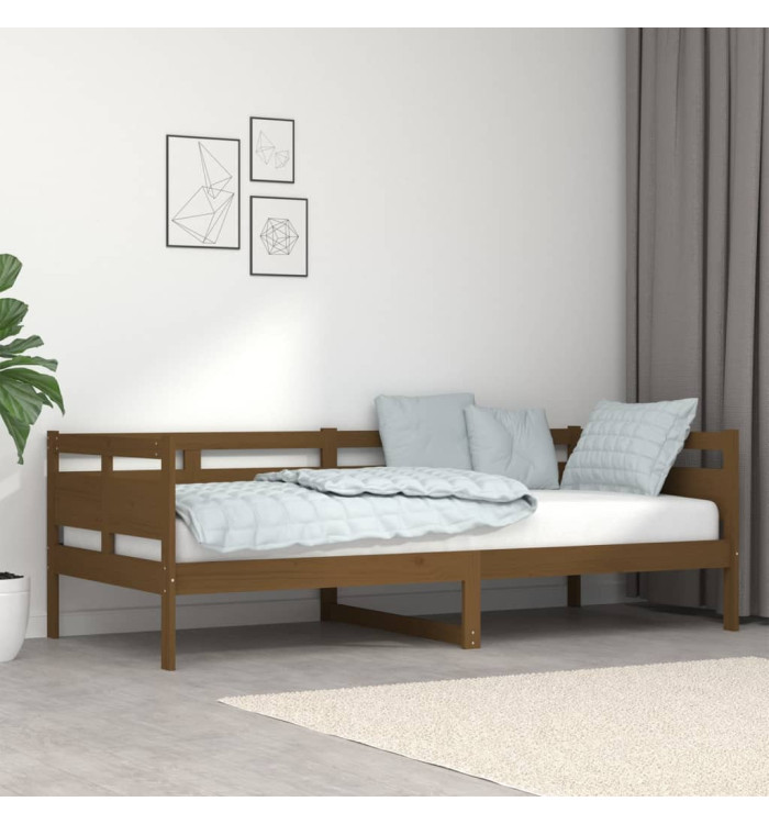 Lit de jour sans matelas marron miel bois pin massif 90x200 cm | Mobilier & Déco