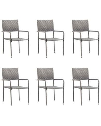 Chaise à dîner de jardin empilable lot de 6 gris résine tressée | Mobilier & Déco