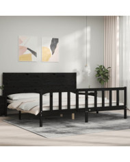 Cadre de lit sans matelas noir 200x200 cm bois massif de pin | Mobilier & Déco