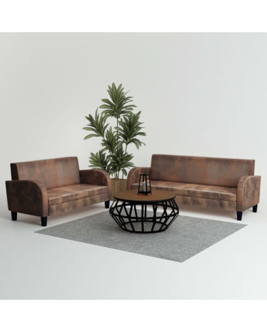 Ensemble de canapés 2 pcs Daim synthétique Marron | Mobilier & Déco