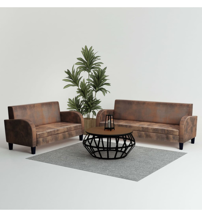 Ensemble de canapés 2 pcs Daim synthétique Marron | Mobilier & Déco