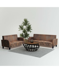 Ensemble de canapés 2 pcs Daim synthétique Marron | Mobilier & Déco