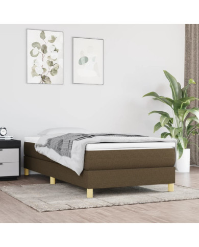 Cadre de lit sans matelas marron foncé 90x190 cm tissu | Mobilier & Déco