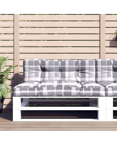 Coussins de palette lot de 2 motif à carreaux gris tissu | Mobilier & Déco