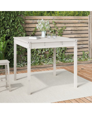 Table de jardin blanc 82,5x82,5x76 cm bois massif de pin | Mobilier & Déco