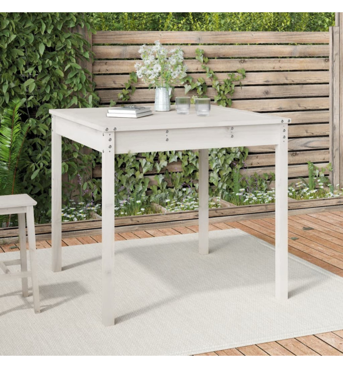 Table de jardin blanc 82,5x82,5x76 cm bois massif de pin | Mobilier & Déco