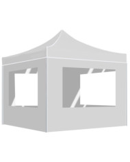 Tente de réception pliable avec parois Aluminium 3x3 m Blanc | Mobilier & Déco