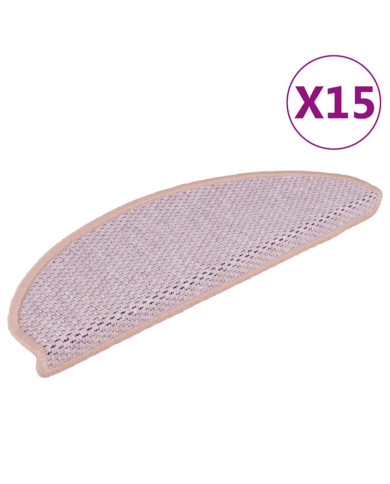 Tapis d'escalier autocollants aspect sisal 15 pcs rose | Mobilier & Déco