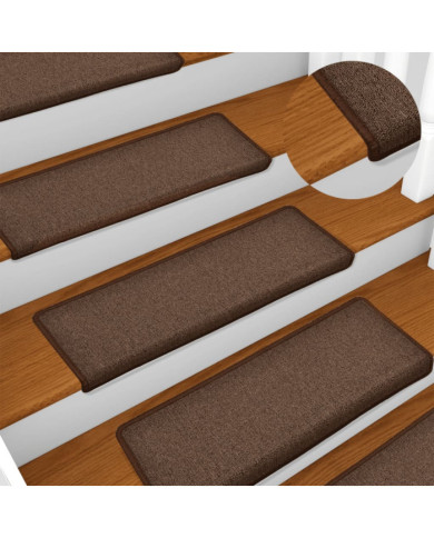 Tapis d'escalier 15 pcs 65x21x4 cm Marron | Mobilier & Déco