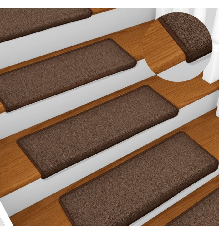 Tapis d'escalier 15 pcs 65x21x4 cm Marron | Mobilier & Déco