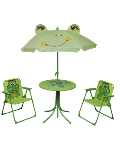 Ensemble de bistro avec parasol pour enfants 3 pcs Vert | Mobilier & Déco