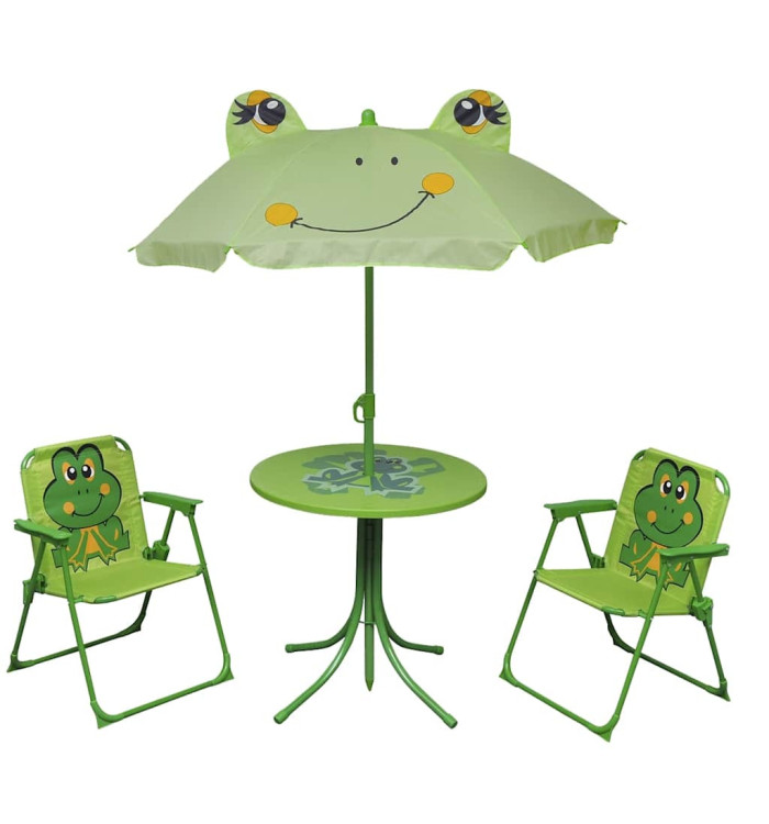 Ensemble de bistro avec parasol pour enfants 3 pcs Vert | Mobilier & Déco