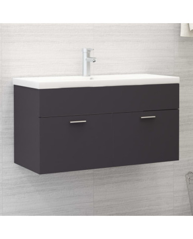 Armoire d'évier avec lavabo intégré Gris Aggloméré | Mobilier & Déco