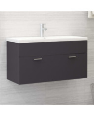 Armoire d'évier avec lavabo intégré Gris Aggloméré | Mobilier & Déco