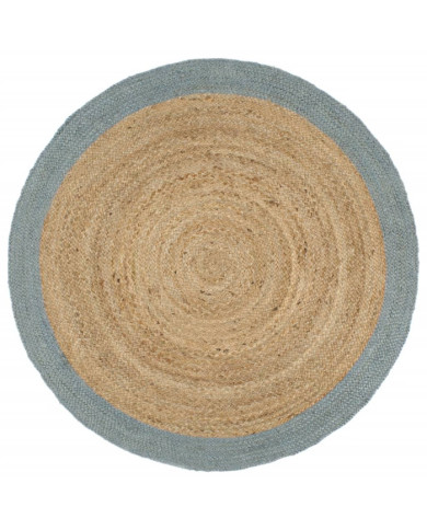 Tapis fait à la main Jute avec bord vert olive 180 cm | Mobilier & Déco