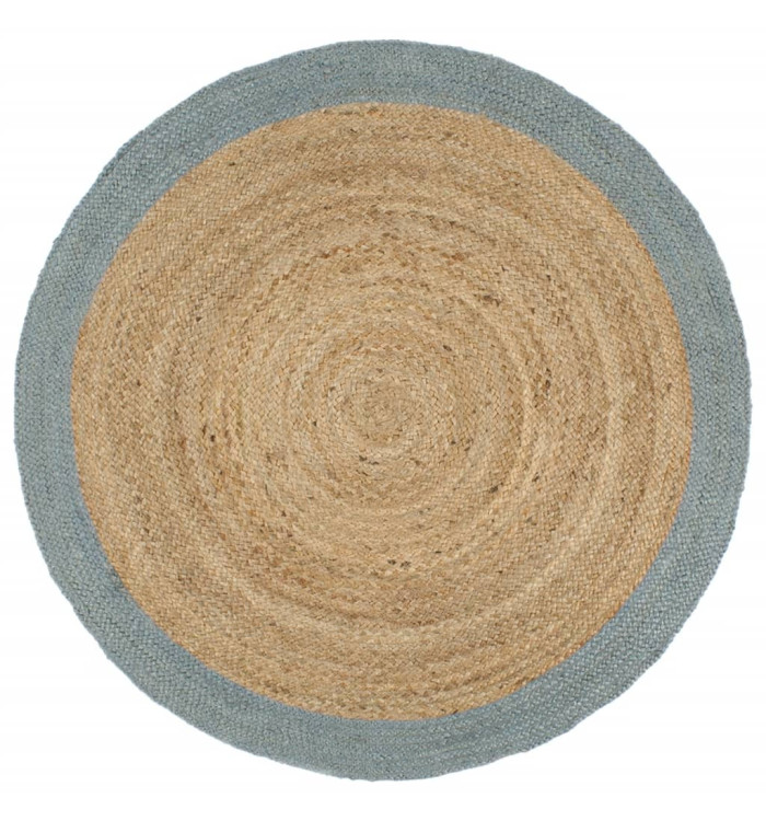 Tapis fait à la main Jute avec bord vert olive 180 cm | Mobilier & Déco
