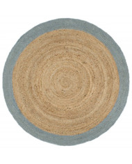 Tapis fait à la main Jute avec bord vert olive 180 cm | Mobilier & Déco