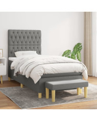 Sommier à lattes de lit avec matelas Gris foncé 90x200 cm Tissu | Mobilier & Déco
