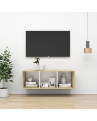 Meuble TV mural Blanc chêne sonoma 37x37x107 cm Bois ingénierie | Mobilier & Déco