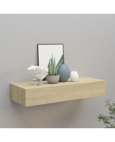 Étagère à tiroir murale chêne 60x23,5x10 cm MDF | Mobilier & Déco