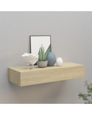 Étagère à tiroir murale chêne 60x23,5x10 cm MDF | Mobilier & Déco