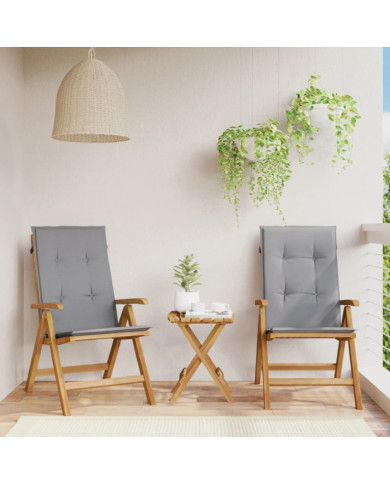Chaises de jardin inclinables lot de 2 et coussins teck massif | Mobilier & Déco
