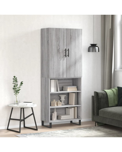 Buffet haut Sonoma gris 69,5x34x180 cm Bois d'ingénierie | Mobilier & Déco