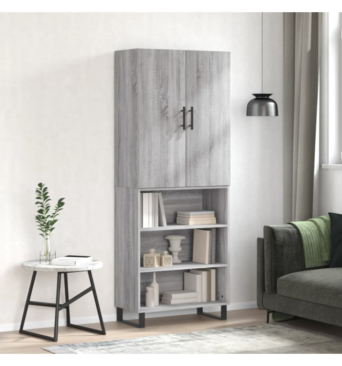 Buffet haut Sonoma gris 69,5x34x180 cm Bois d'ingénierie | Mobilier & Déco