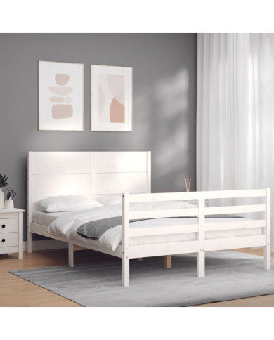 Cadre de lit sans matelas blanc 120x200 cm bois massif | Mobilier & Déco