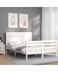 Cadre de lit sans matelas blanc 120x200 cm bois massif | Mobilier & Déco