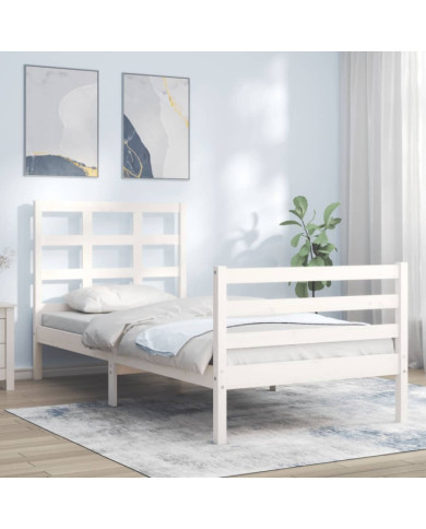 Cadre de lit sans matelas blanc 90x200 cm bois massif | Mobilier & Déco