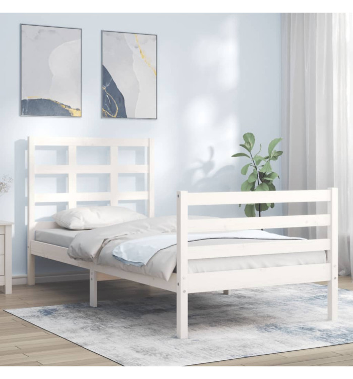 Cadre de lit sans matelas blanc 90x200 cm bois massif | Mobilier & Déco