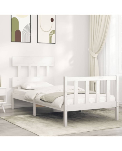 Cadre de lit sans matelas blanc 100x200 cm bois de pin massif | Mobilier & Déco