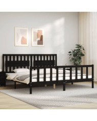Cadre de lit sans matelas noir 200x200 cm bois massif de pin | Mobilier & Déco