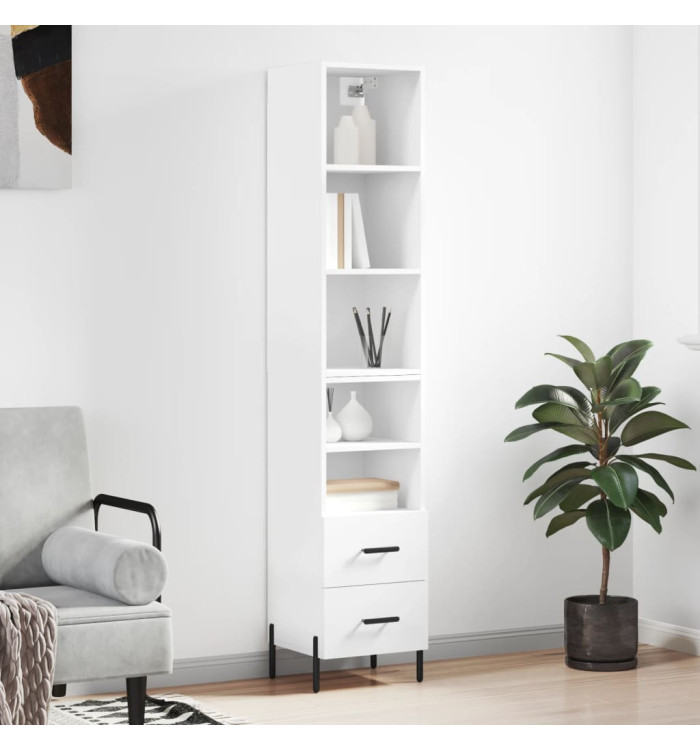 Buffet haut Blanc 34,5x34x180 cm Bois d'ingénierie | Mobilier & Déco