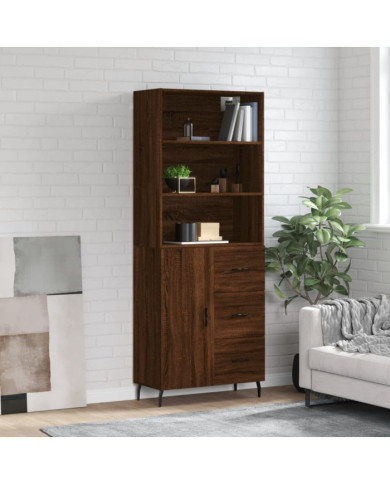 Buffet haut Chêne marron 69,5x34x180 cm Bois d'ingénierie | Mobilier & Déco
