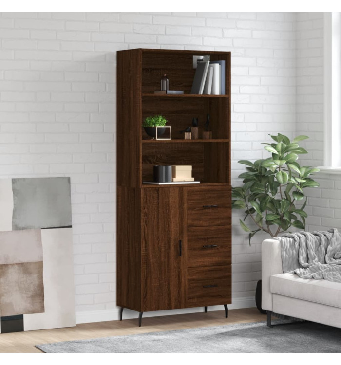 Buffet haut Chêne marron 69,5x34x180 cm Bois d'ingénierie | Mobilier & Déco